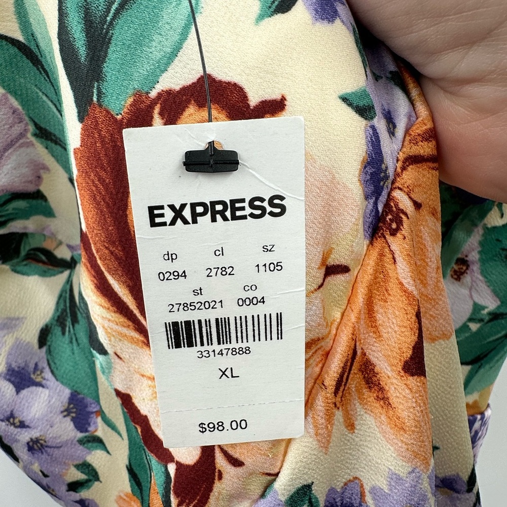 Express NWT Floral Twist Front Hi-Lo Midi Dress Faux Wrap Size‎ XL - Picture 6 of 7